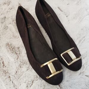 STUART WEITZMAN BROWN BUCKLE PLATFORM SIZE 7.5
